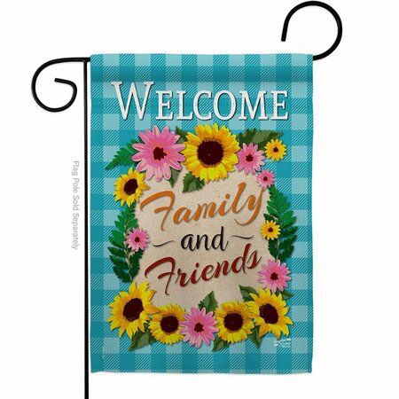 PATIO TRASERO G135033-BO Welcome Family & Friends Floral Double-Sided Decorative Garden Flag, Multi Color PA3900434